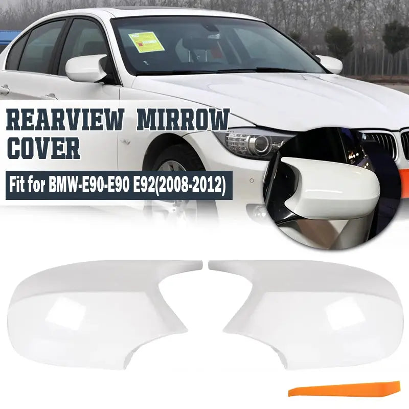 White Painted Rearview Mirror Covers for BMW E81 E82 E87 E90 E91 E92 E93 by InterCyprus Trading Ltd
