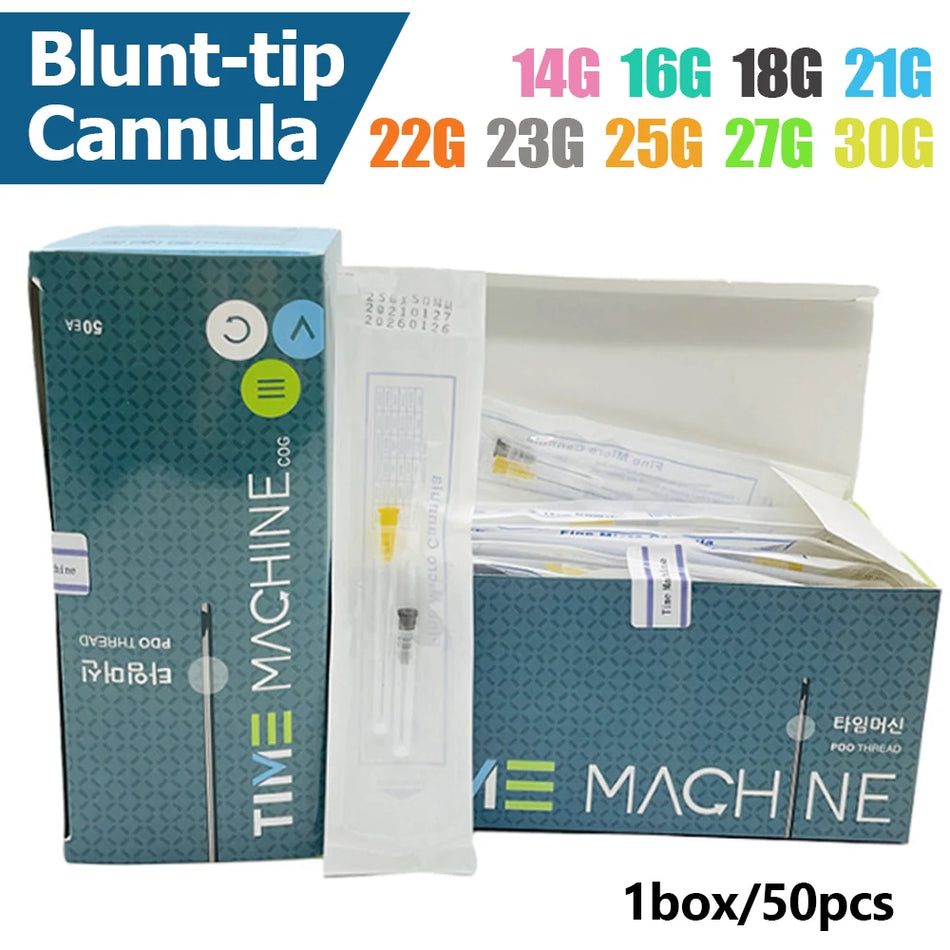 Juego de Cánulas de Punta Romo Desechables de Acero Inoxidable 14G-30G 50/70mm para Tatuaje