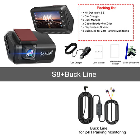 Kocam 4K UHD Dash Cam &ndash; Dual Lens Front and Rear with Night Vision S8-BL / 128G