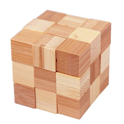 Bamboo Wooden Brain Teaser Puzzle - Kong Ming Lu Ban Lock - Montessori 3D Educational Toy for All Ages HH059