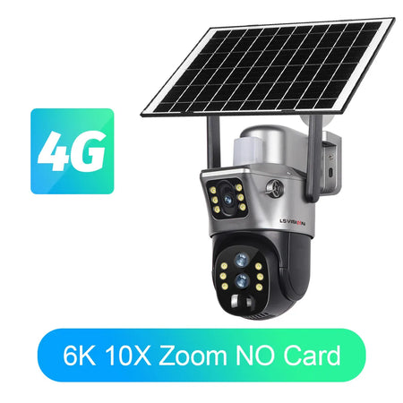 LS VISION 4G SIM Card Solar Camera 10X Zoom CCTV Battery Cameras Outdoor 2 Screen Security Surveillance Ai Tracking Cam V380PRO 6K 10xZoom No Card / CHINA