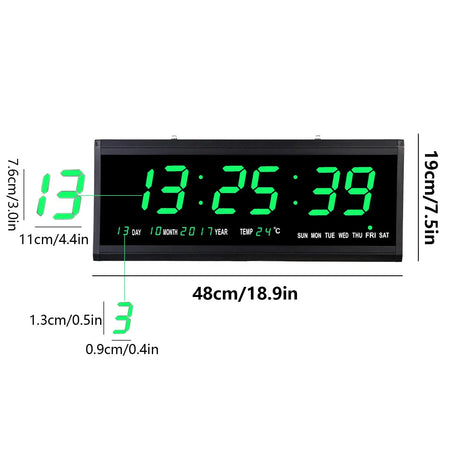 Aluminum Alloy Glass Wall Clock &ndash; Multi-Function LED Display