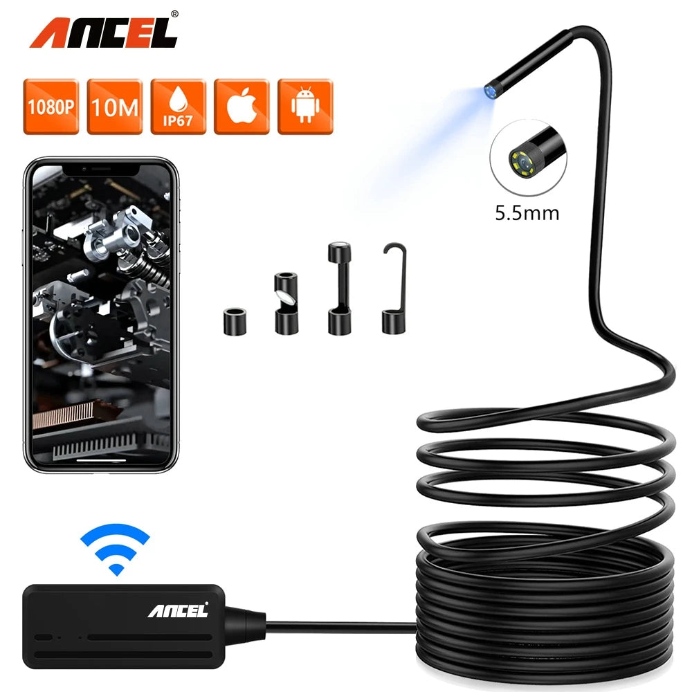 ANCEL W655 5.5mm WiFi HD Endoscope &ndash; Waterproof 1080P W655 / 5.5mm / 5M|United States