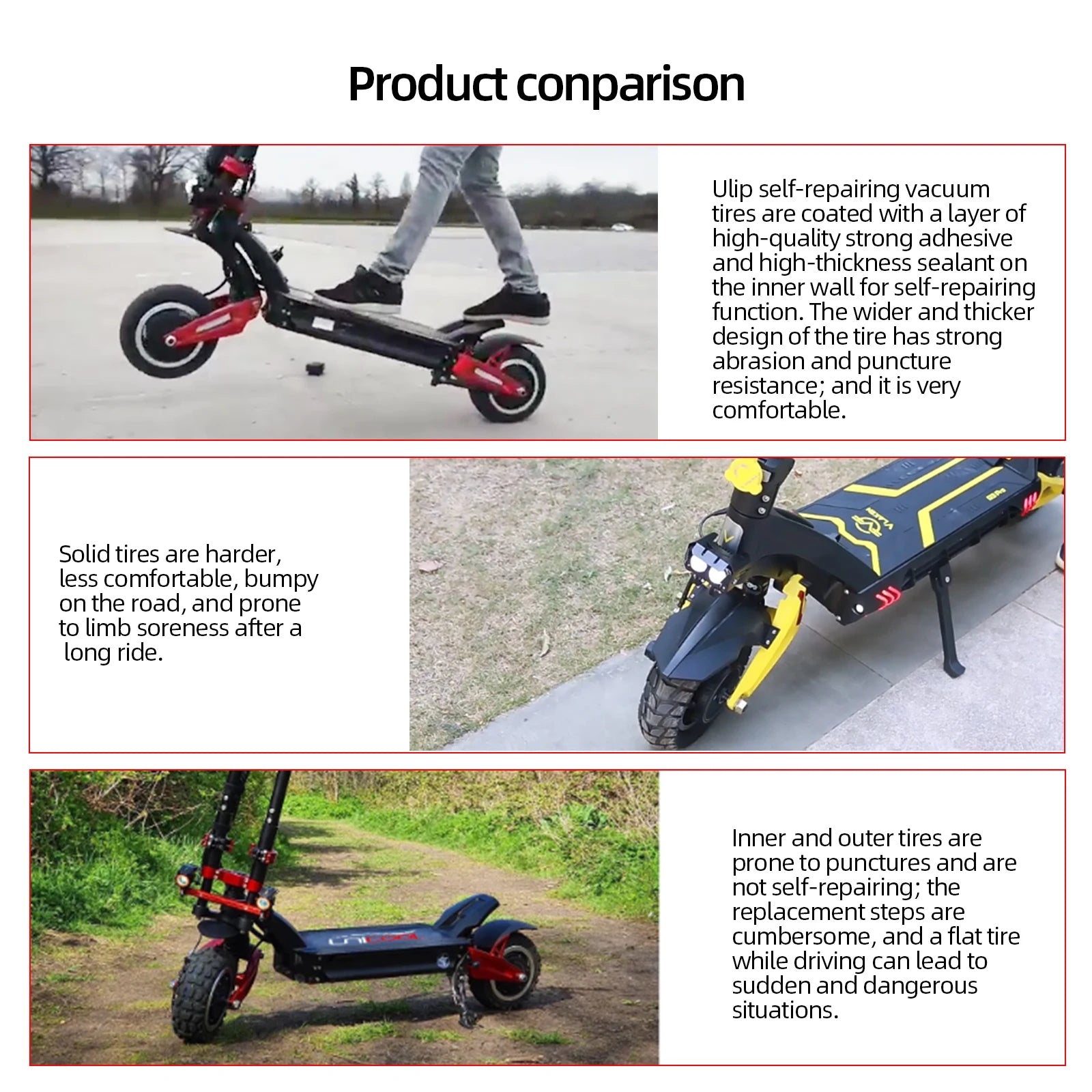 ULIP 11 Inch Self-Healing Tubeless Tire for Electric Scooters