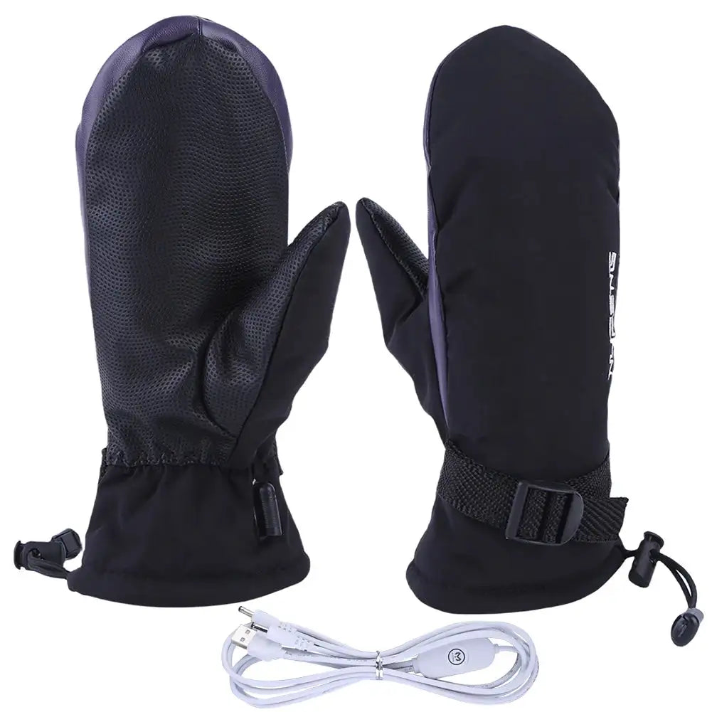 Electric Heated Gloves USB Charging Hand Warmer Waterproof Black / Large