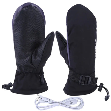 Electric Heated Gloves USB Charging Hand Warmer Waterproof Black / Large