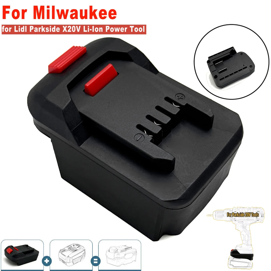 Adaptador de Bateria Milwaukee 18V para Parkside X20V para Ferramentas Eléctricas