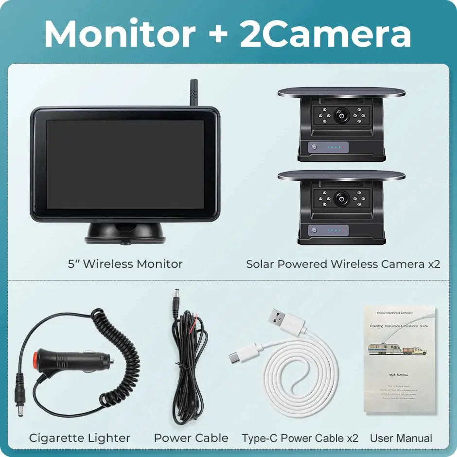 Wireless Solar Backup Camera With 5 Inch Monitor For Trucks Trailers Rv by InterCyprus Trading Ltd