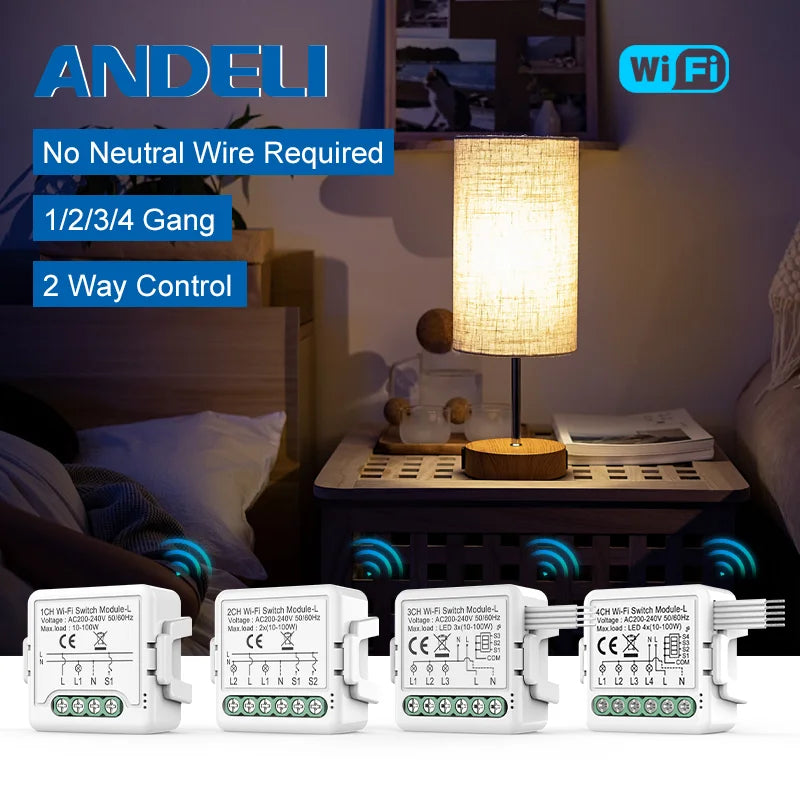 DIY Tuya WiFi chytrý spínač modul, bez neutrálního vodiče, 5A, 2cestný