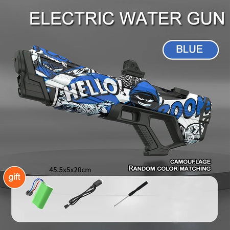 Automatic Electric Water Gun for Kids - High Capacity with Self-Absorption for Epic Outdoor Summer Water Battles camouflage blue