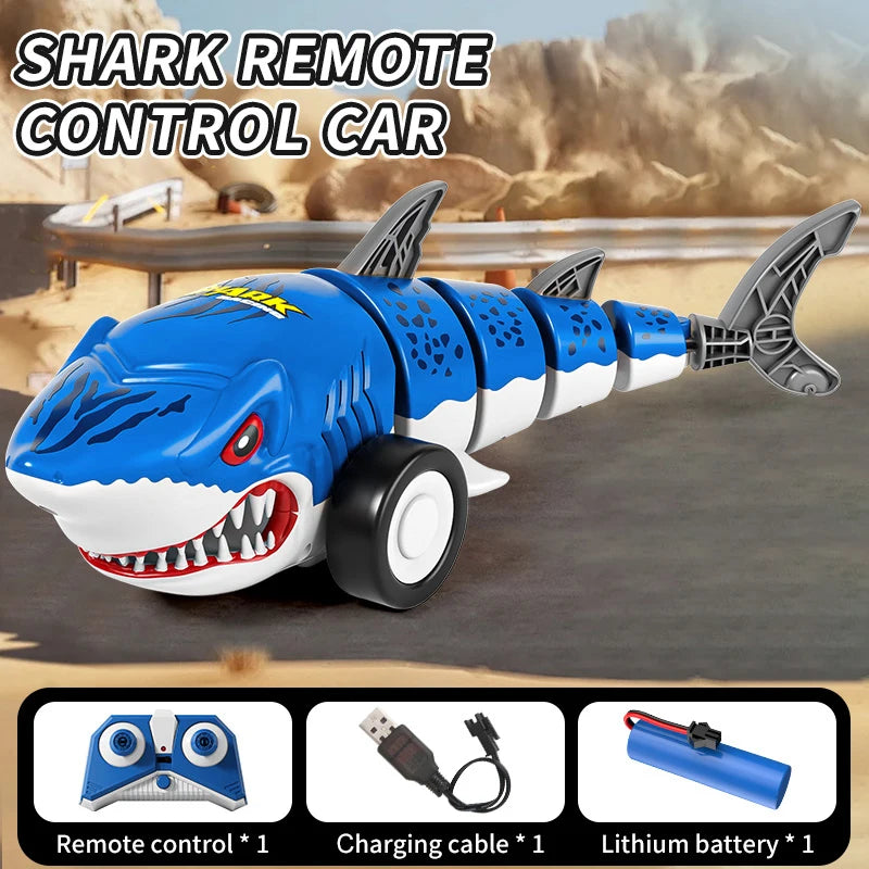 RC Car Shark Toy - 360 Degree Spin LED Stunt Remote Control blue