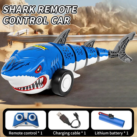 RC Car Shark Toy - 360 Degree Spin LED Stunt Remote Control blue