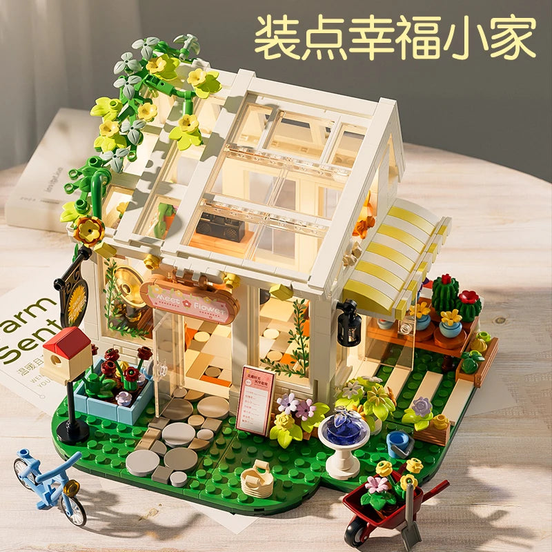 Building Blocks DIY Sunshine Greenhouse Hut Lego Compatible