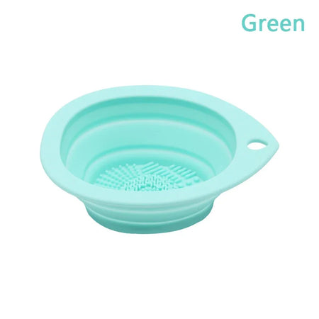 Foldable Silicone Makeup Brush Cleaner &amp; Cosmetic Scrubber Green