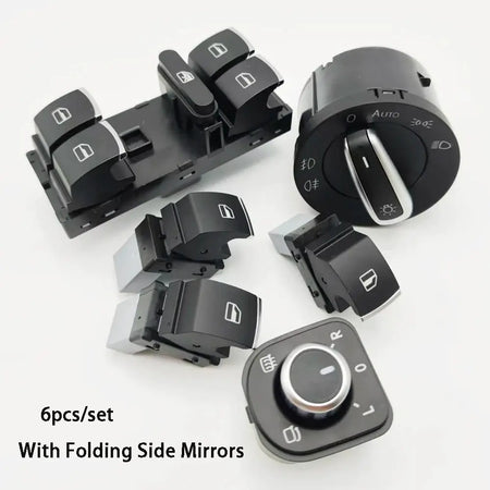 Chrome Headlight and Power Window Master Switch for VW Golf Mk5 Mk6 Jetta Passat B6 Touran SEAT 5ND941431B 5ND959857 by InterCyprus Trading Ltd