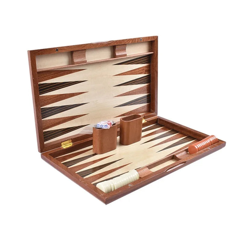 Premium Houten Backgammon En Schaakset Met Vouwbaar Speelbord