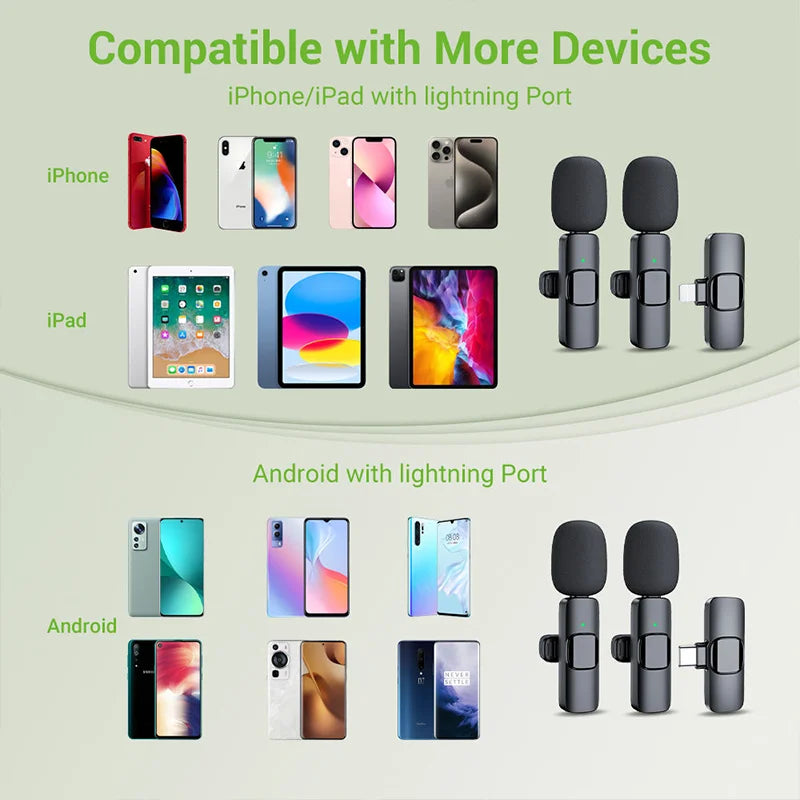 Basix 2.4G Wireless Lavalier Microphone for iPhone &amp; Android - Portable Mini Mic for Live Broadcast &amp; Gaming
