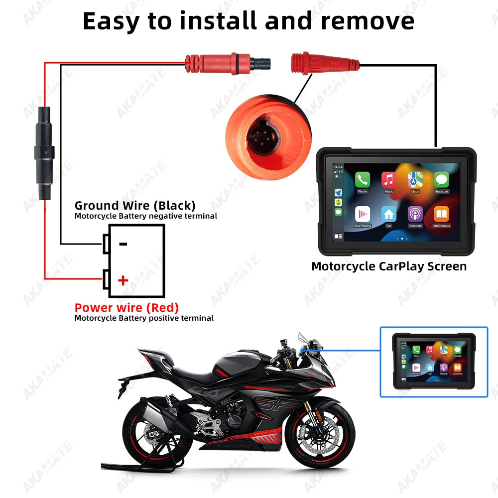 5 Inch Motorcycle Monitor &ndash; Waterproof CarPlay Android Auto