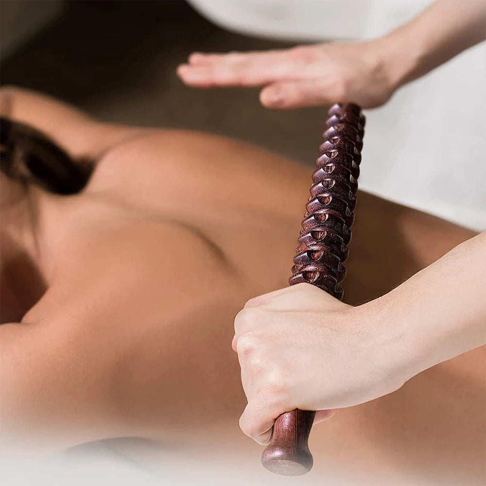 Wooden Exercise Roller Gua Sha &ndash; Handheld Muscle Massager for Sports Injuries