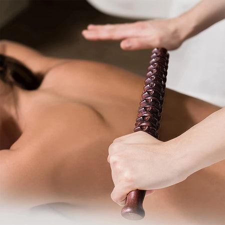 Wooden Exercise Roller Gua Sha &ndash; Handheld Muscle Massager for Sports Injuries
