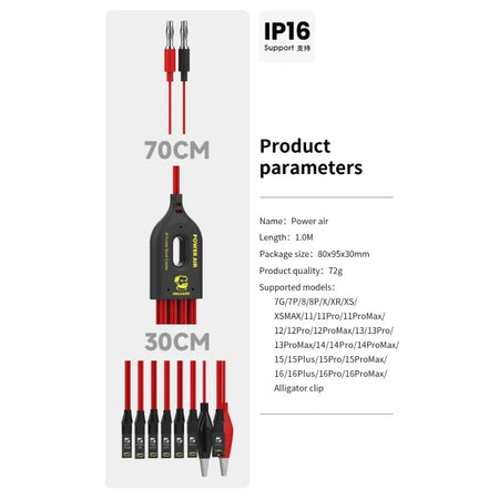 MECHANIC POWER Air Power Boot Cable &ndash; Precise Current Test for iPhone 7 to 16 Pro Max