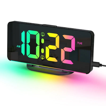 NieNie RGB Digital Alarm Clock &ndash; Dynamic Mood Lighting Feature black