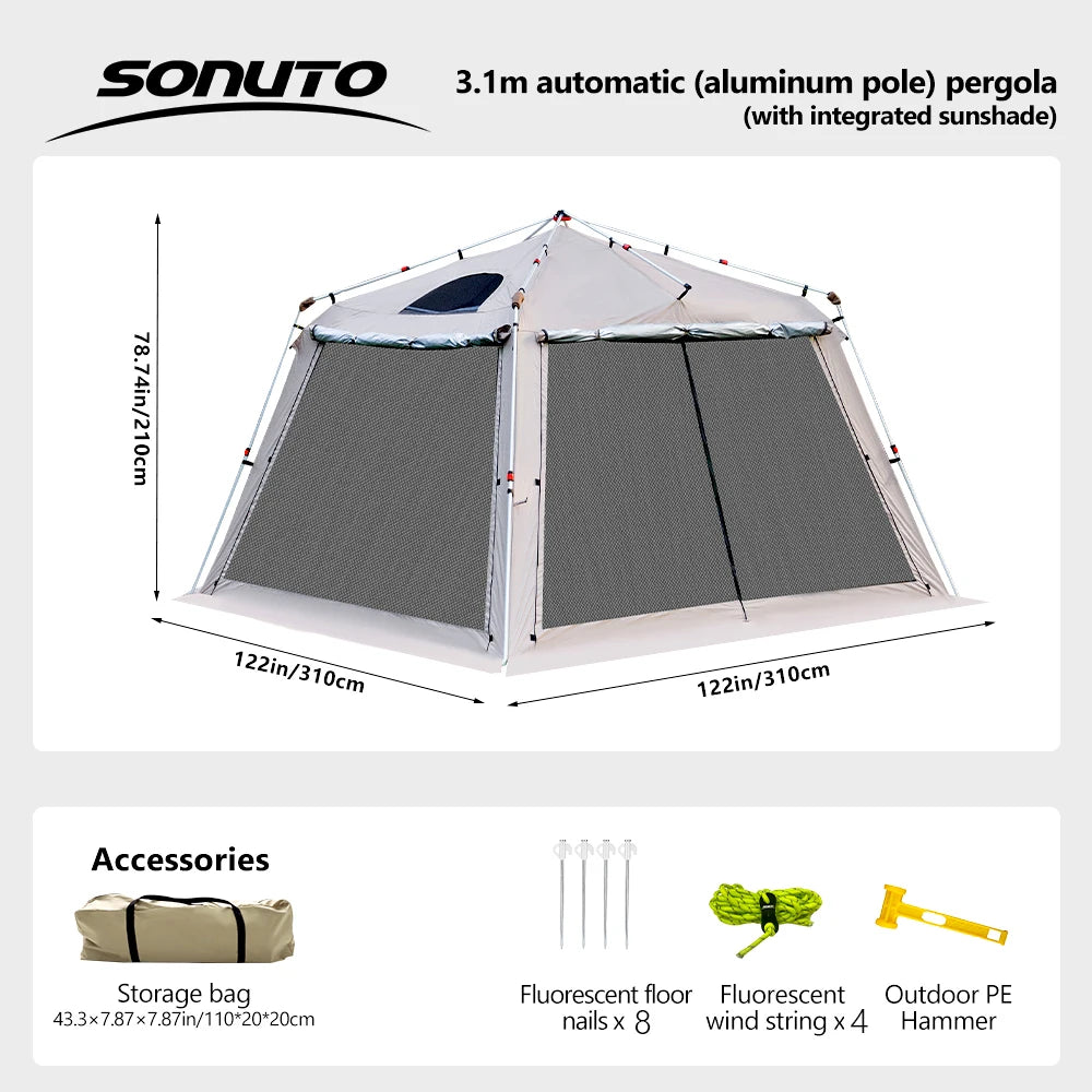 Large Waterproof Family Camping Tent for 5-9 People with Sun and Wind Protection Aluminum