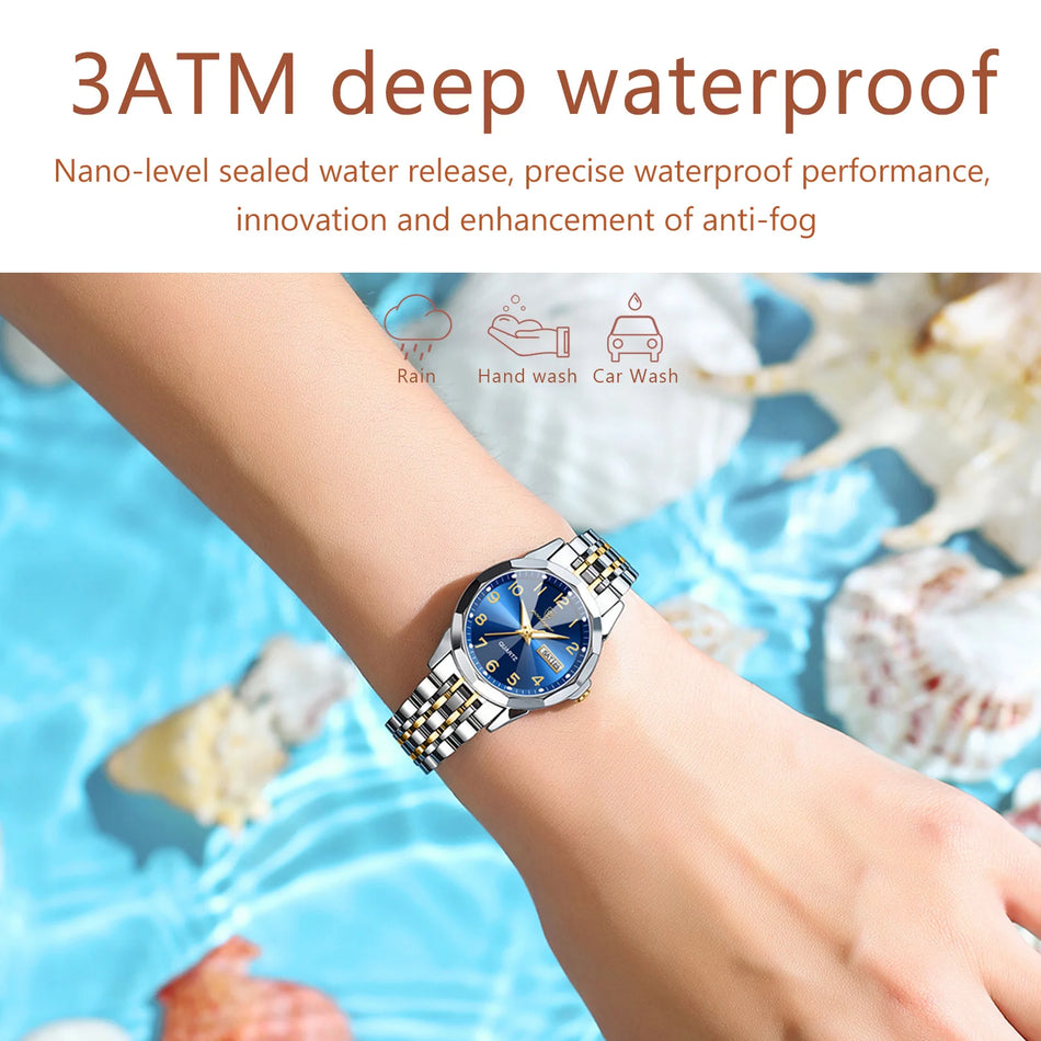 POEDAGAR Luxury Ladies Wristwatch Waterproof Luminous Date Week Women Quartz Watch Stainless Steel Women‘s Watches Female Reloj