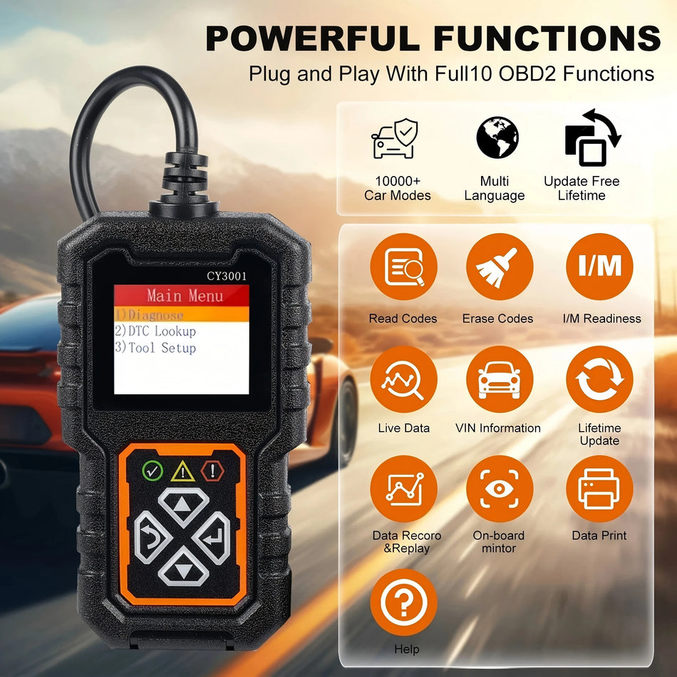 OBD2 Skanner Kodläsare för Bilar, Kontrollera Motor, Läs och Radera Felkoder