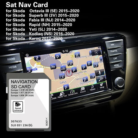 MIB2 2026 Sat Nav SD Card Skoda Kodiaq &ndash; 32GB Europe Maps
