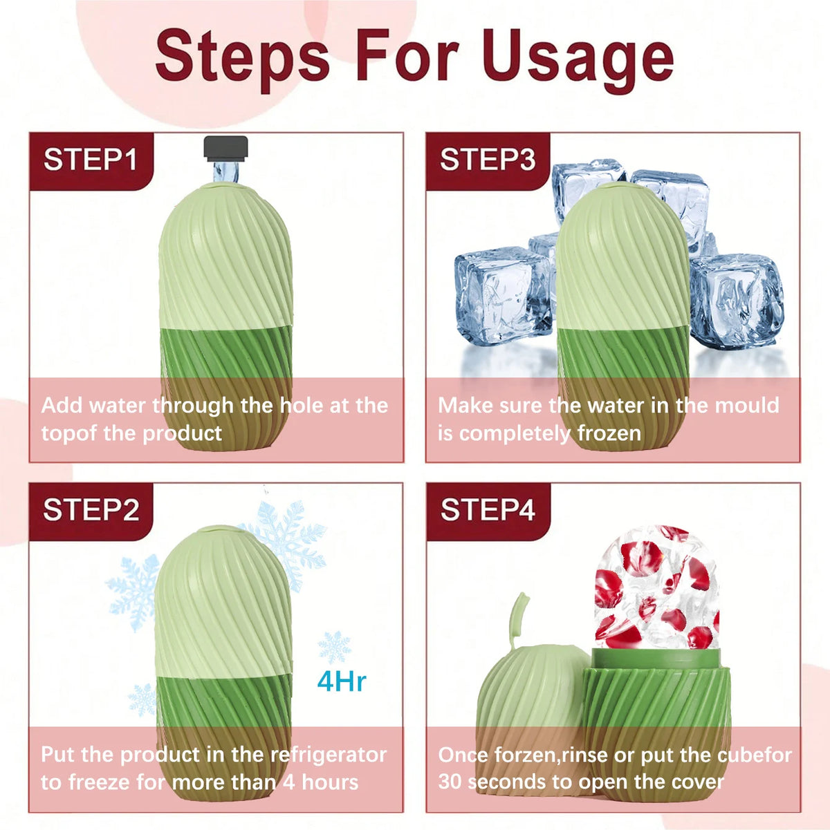 Ice Face Roller Beauty Massage Silicone Mold for Eye Puffiness &amp; Pore Reduction