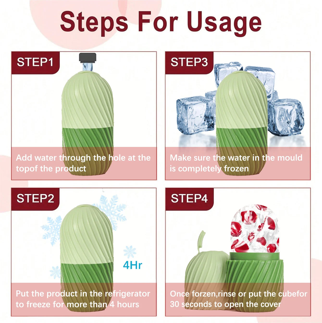 Ice Face Roller Beauty Massage Silicone Mold for Eye Puffiness &amp; Pore Reduction