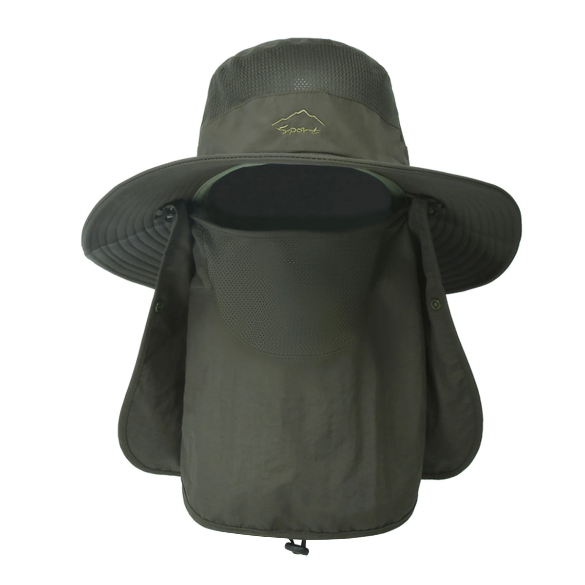 Sun Hat UV Protection Wide Brim Neck Flap &ndash; Sun Shield Dark green