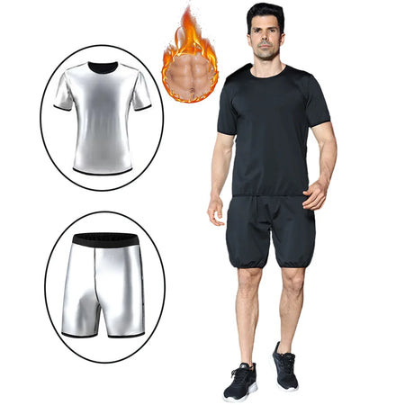 2Pc Men's Sauna Suit - Sweat Boost For Weight Loss black / XXXL