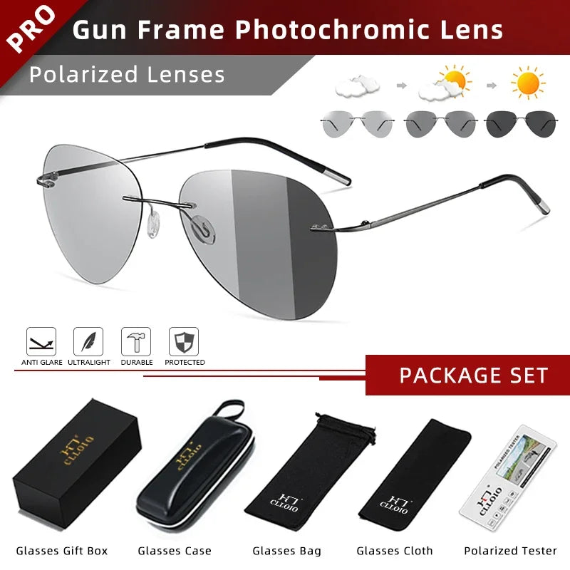 CLLOIO Ultralight Titanium Sunglasses &ndash; Photochromic C2-Package Set