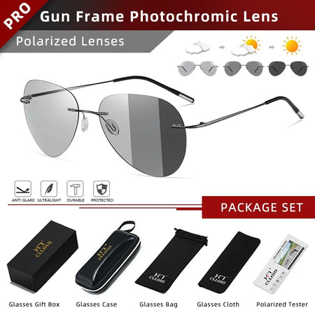 CLLOIO Ultralight Titanium Sunglasses &ndash; Photochromic C2-Package Set