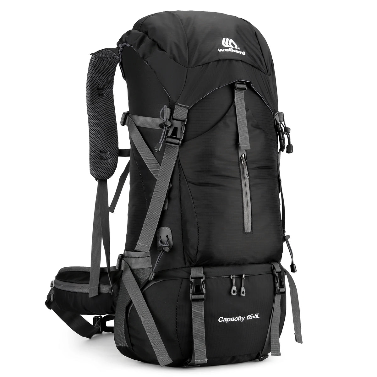 70L Mountaineering Bag &ndash; Waterproof With Pockets System Black