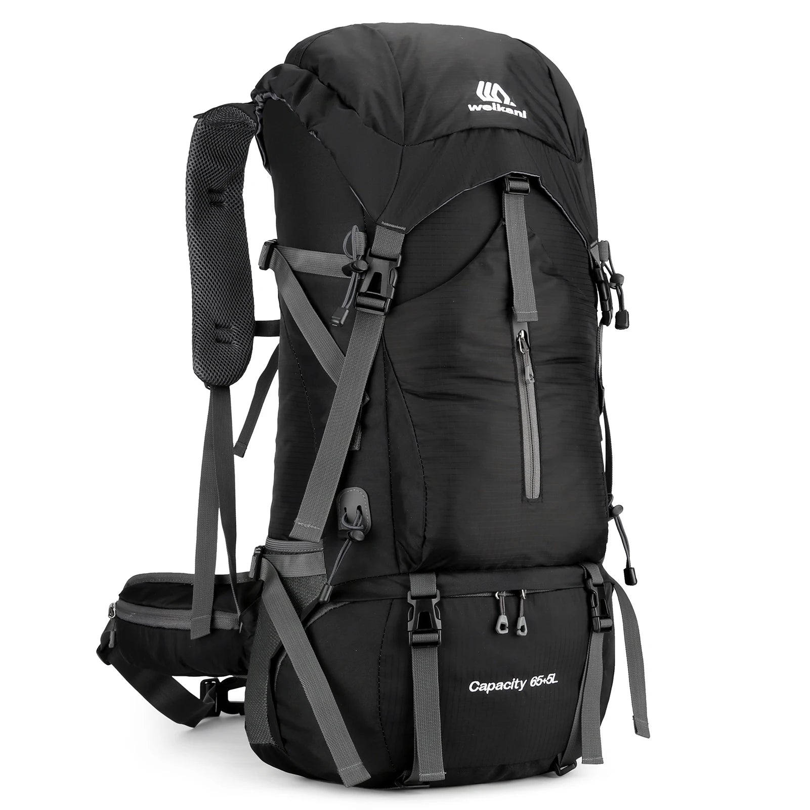 70L Mountaineering Bag &ndash; Waterproof With Pockets System Black
