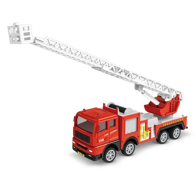 Inertia Fire Truck Toy &ndash; Realistic Pull Back Ladder Action D