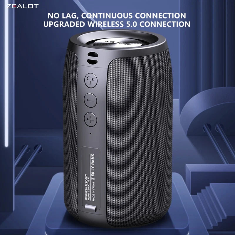 ZEALOT S32 Portable 5W Wireless Subwoofer Speaker with Booming Bass and 10-Hour Playtime