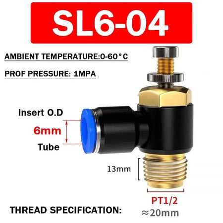 SL Throttle Valve 4 6 8 10 12mm Pneumatic &ndash; Fast Connection SL6-04