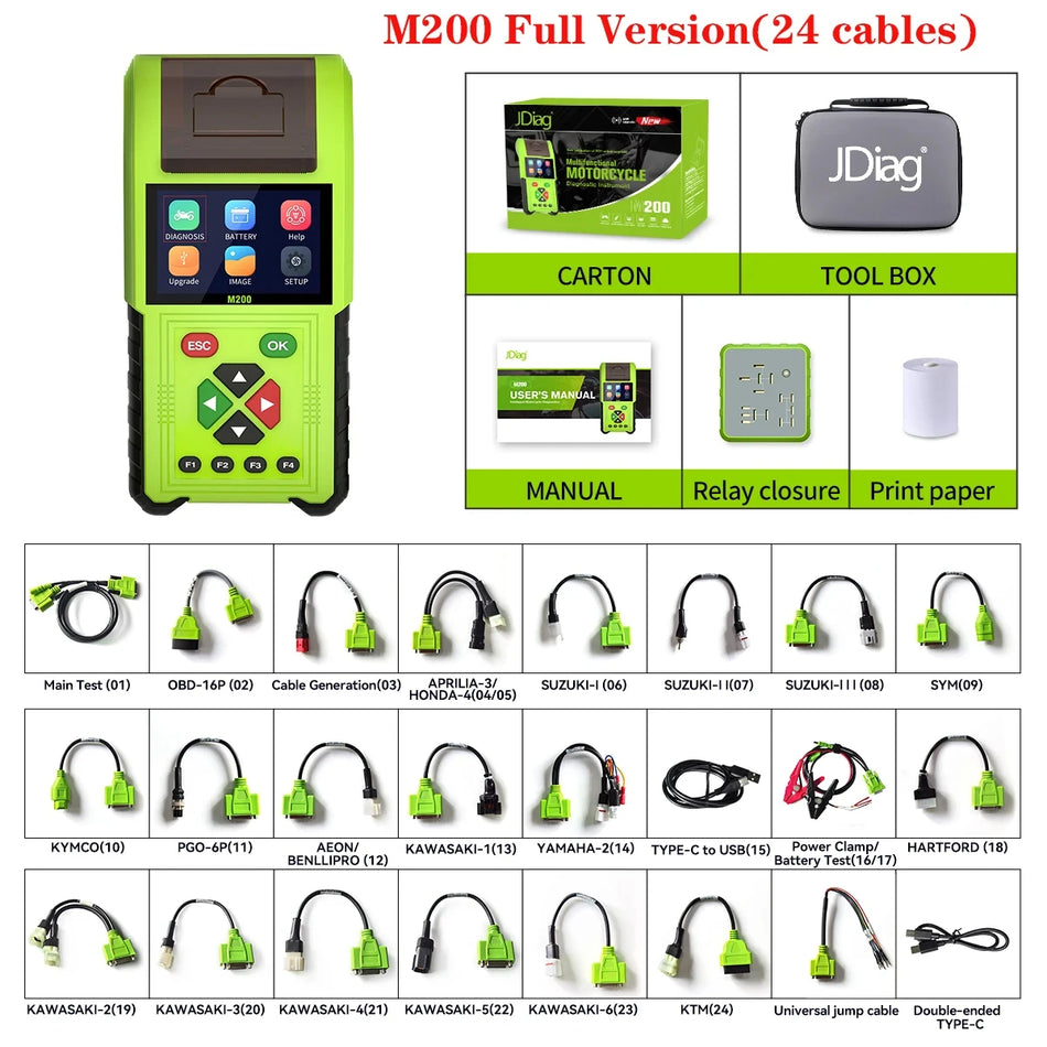 Motociklų diagnostikos skeneris BMW M200 su ABS ir klaidų kodais, nešiojamas profesionalus įrankis motociklų remontui