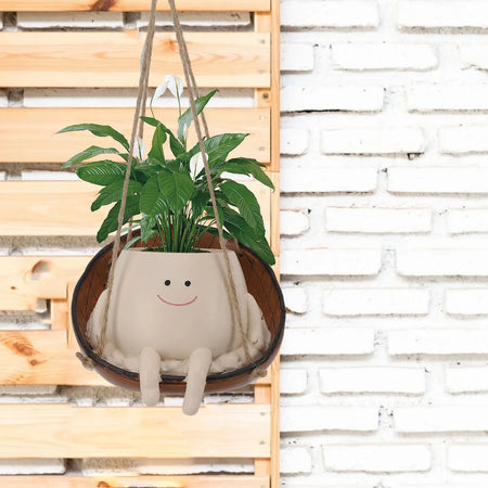 Swing Face Planter Pot &ndash; Weatherproof Indoor Decor Fun