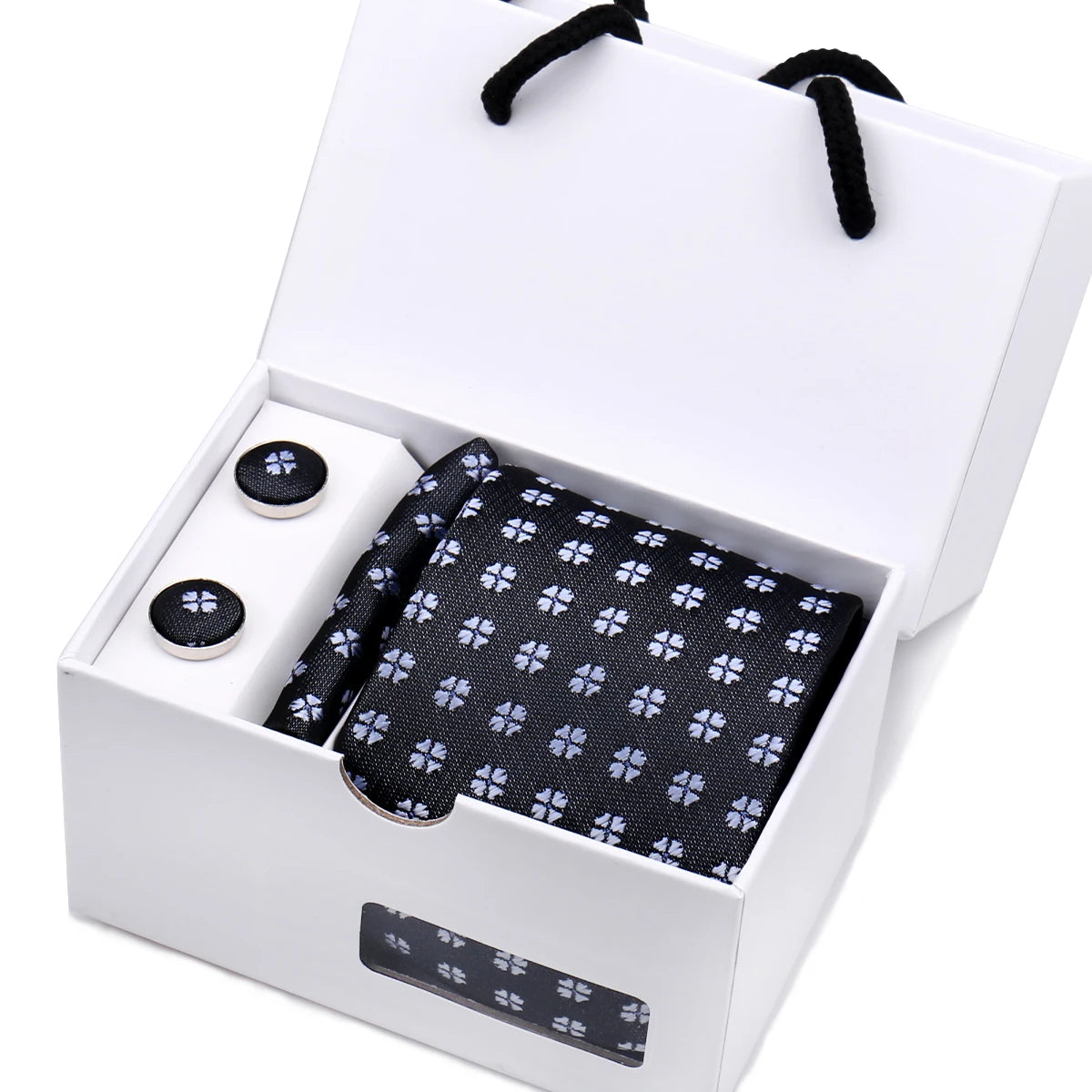 Luxury Men's Paisley Tie Set with Pocket Square &amp; Cufflinks in Gift Box W13