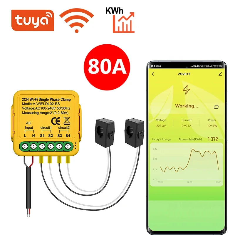 Tuya WiFi On-Off Controller 80A Meter &ndash; Smart Monitoring