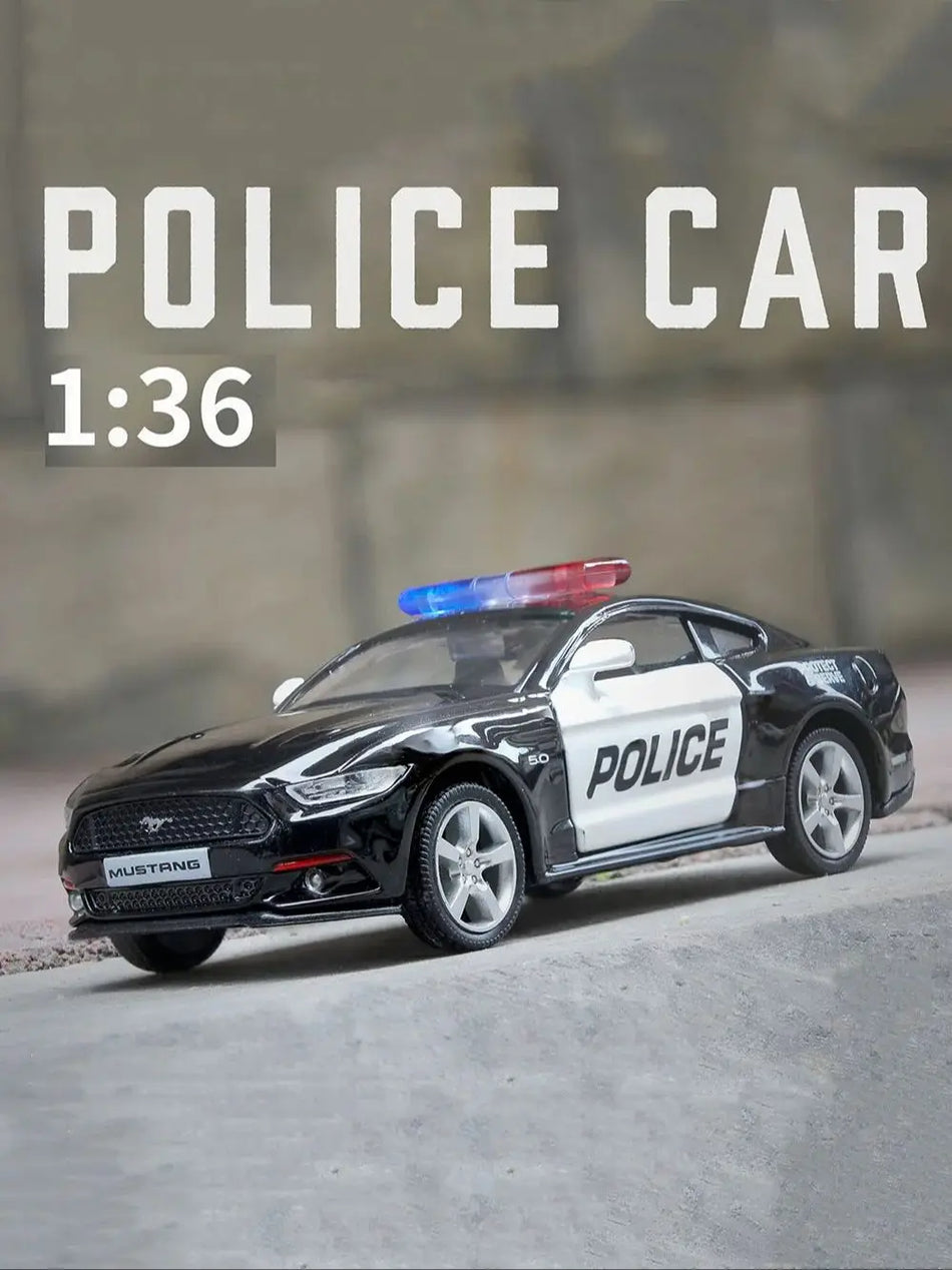 Jucărie mașină de poliție din aliaj diecast pentru Mercedes-Benz, scară 1/36