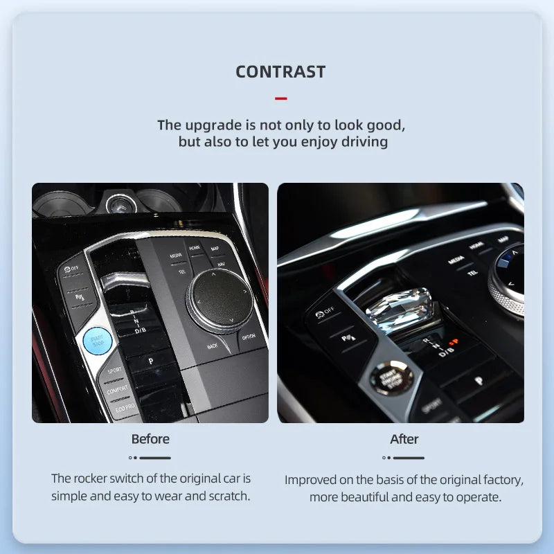 BMW i3 i4 iX3 iX4 Kristall Växelspaksknopp Set med Legering Kristall Finish