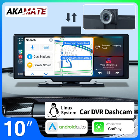 10Inch DVR Car Dashcam &ndash; Wireless CarPlay Dual Cameras