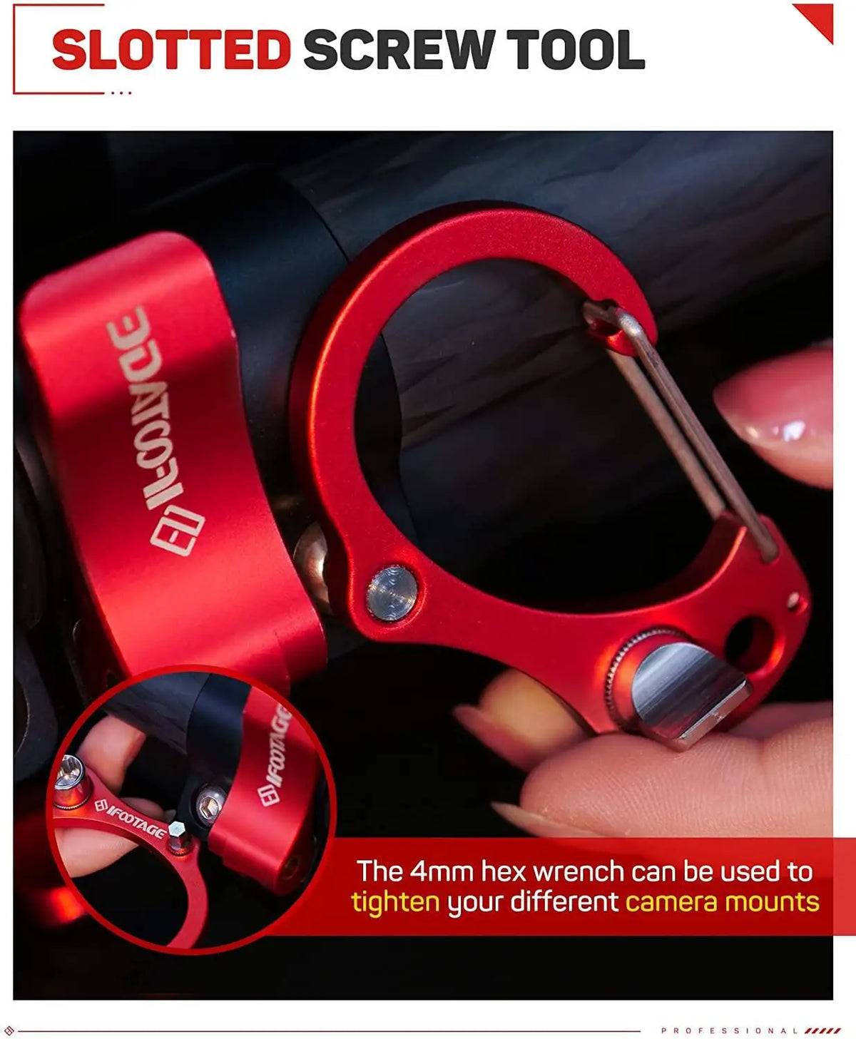 IFOOTAGE Tool Hook Red &ndash; Multifunctional 3-in-1 Camera Tool