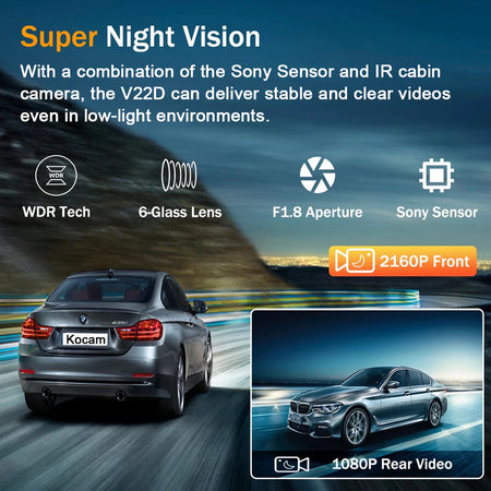 4K WIFI Dash Cam Mini Car DVR &ndash; Dual Lens Front and Rear with Night Vision and GPS